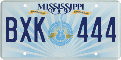 MS license plate BXK444
