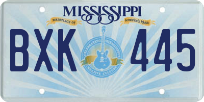 MS license plate BXK445