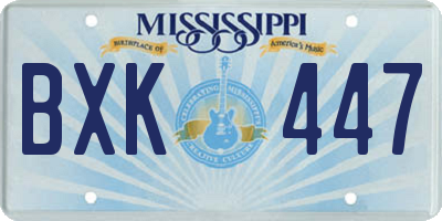 MS license plate BXK447