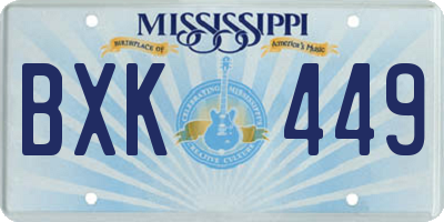 MS license plate BXK449