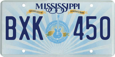 MS license plate BXK450