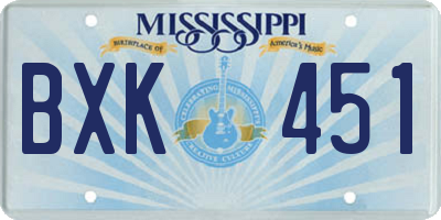 MS license plate BXK451