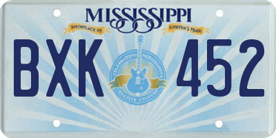 MS license plate BXK452