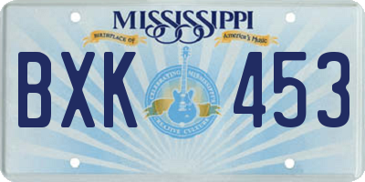 MS license plate BXK453