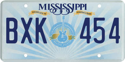 MS license plate BXK454