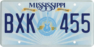 MS license plate BXK455