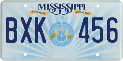 MS license plate BXK456