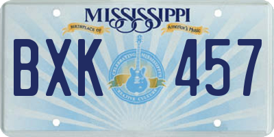 MS license plate BXK457