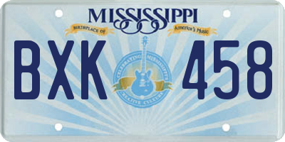 MS license plate BXK458