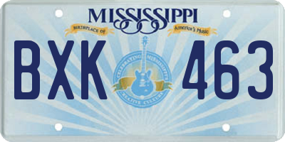 MS license plate BXK463