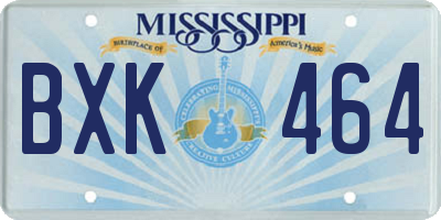 MS license plate BXK464