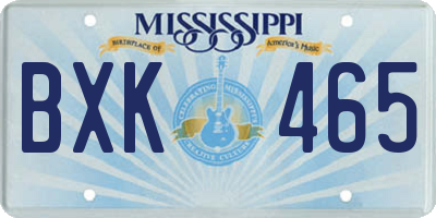 MS license plate BXK465