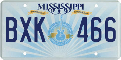 MS license plate BXK466