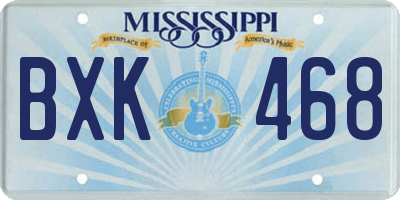 MS license plate BXK468