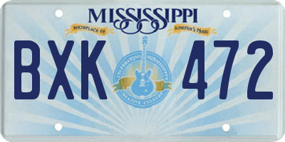 MS license plate BXK472
