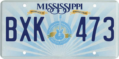 MS license plate BXK473