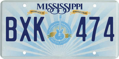 MS license plate BXK474