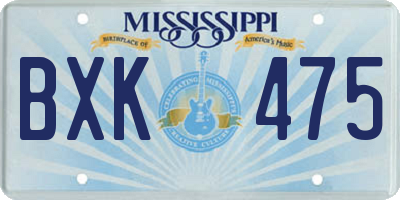 MS license plate BXK475