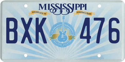 MS license plate BXK476