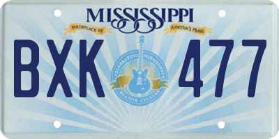 MS license plate BXK477