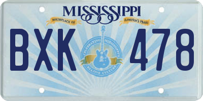 MS license plate BXK478