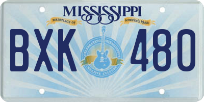 MS license plate BXK480