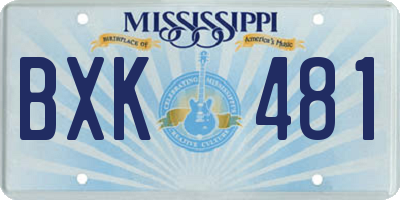 MS license plate BXK481