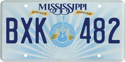 MS license plate BXK482