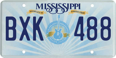 MS license plate BXK488