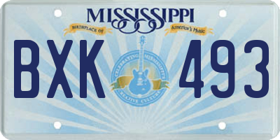 MS license plate BXK493