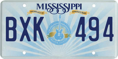 MS license plate BXK494
