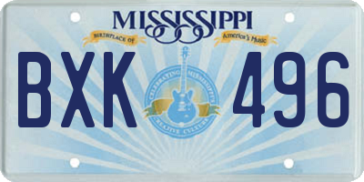 MS license plate BXK496
