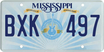 MS license plate BXK497