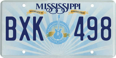 MS license plate BXK498