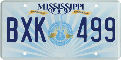 MS license plate BXK499