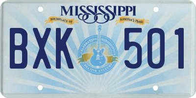 MS license plate BXK501