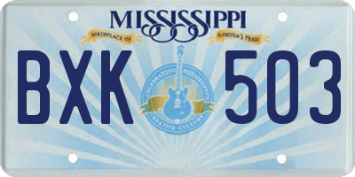 MS license plate BXK503