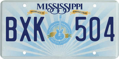 MS license plate BXK504
