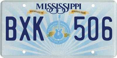 MS license plate BXK506