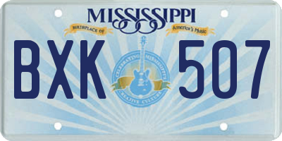 MS license plate BXK507