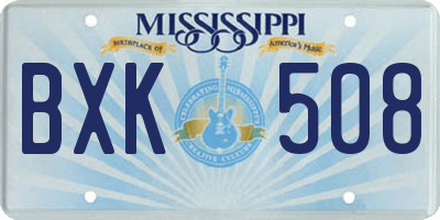 MS license plate BXK508