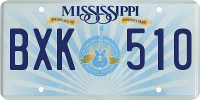 MS license plate BXK510