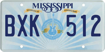 MS license plate BXK512