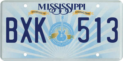 MS license plate BXK513