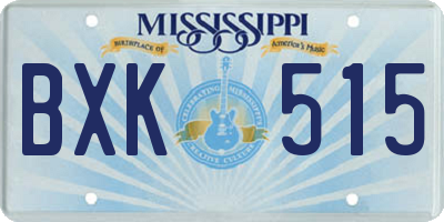 MS license plate BXK515