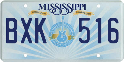 MS license plate BXK516