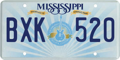 MS license plate BXK520