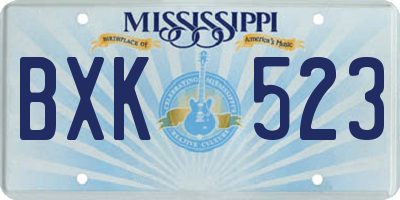 MS license plate BXK523