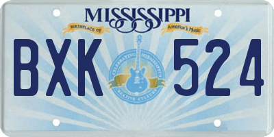 MS license plate BXK524