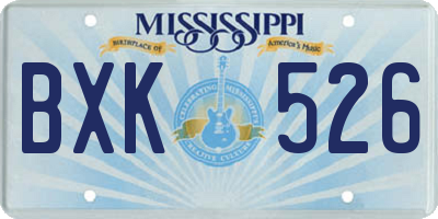 MS license plate BXK526